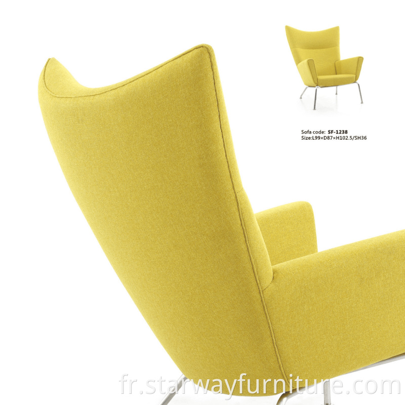 Tissu classique recouvert de loisirs de séjour de loisirs de séjour salon Canapé Wegner Chair Chair de chaise